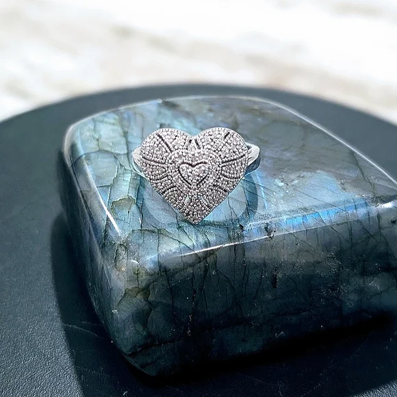 Affinity Diamond Sterling Heart Ring - Picture 9 of 11